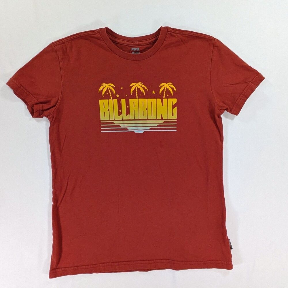 Billabong Boys Red Short Sleeve Shirt Size Small Y2K